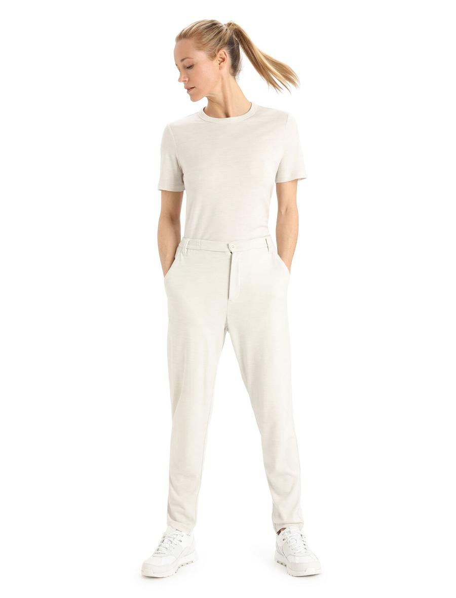 Ecru Heather Icebreaker MerinoFine™ Interlock Women's Pants | AU 1522WNBY